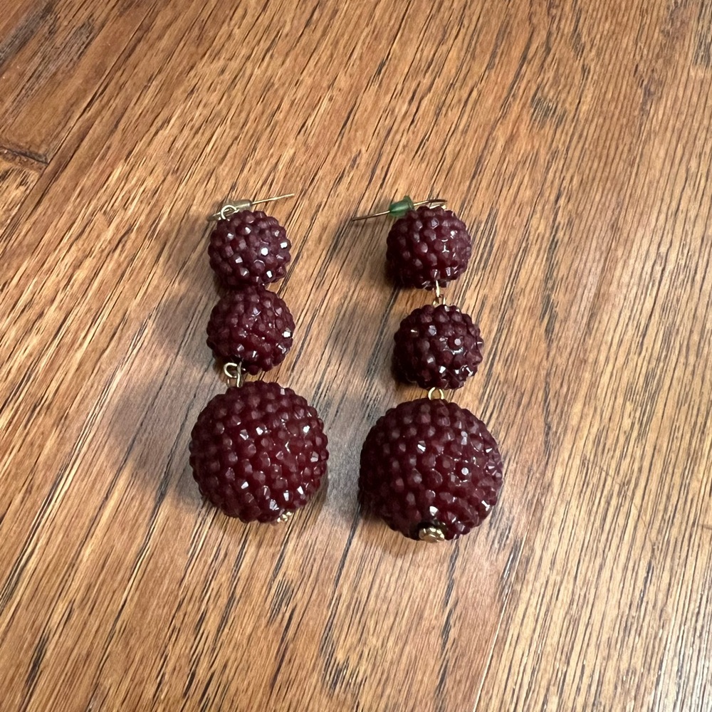 Elegant Burgundy Beaded Earrings